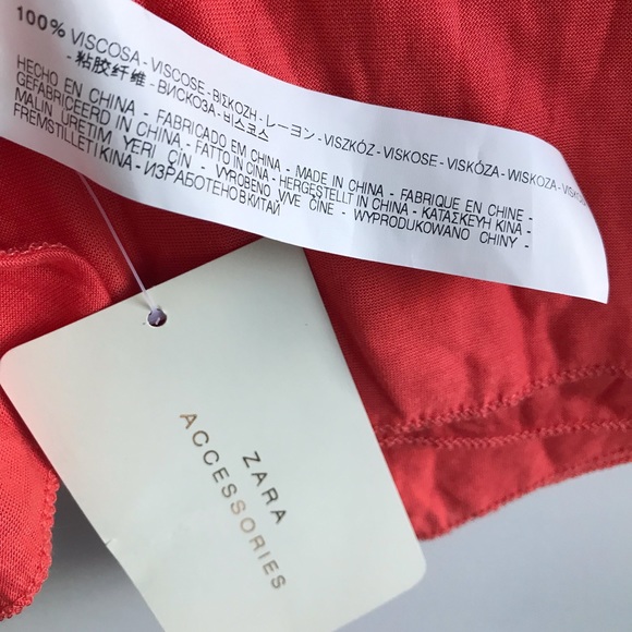 🎀NWT ZARA Red Orange One Size Scarf 100% Viscose - Picture 4 of 7